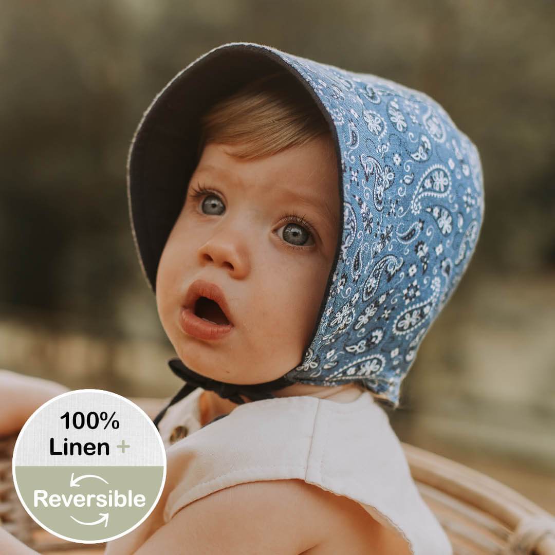 Reversible Sun Bonnet (Paisley/Indigo)