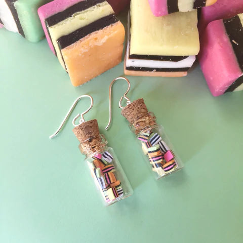 Licorice Allsorts Jar Dangley Earrings