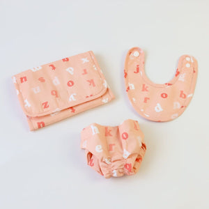Dolls Nappy Bag Set (Peachy Alphabet)