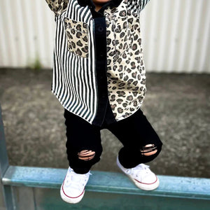 Black Distressed Denim Jeg Jeans - Baby