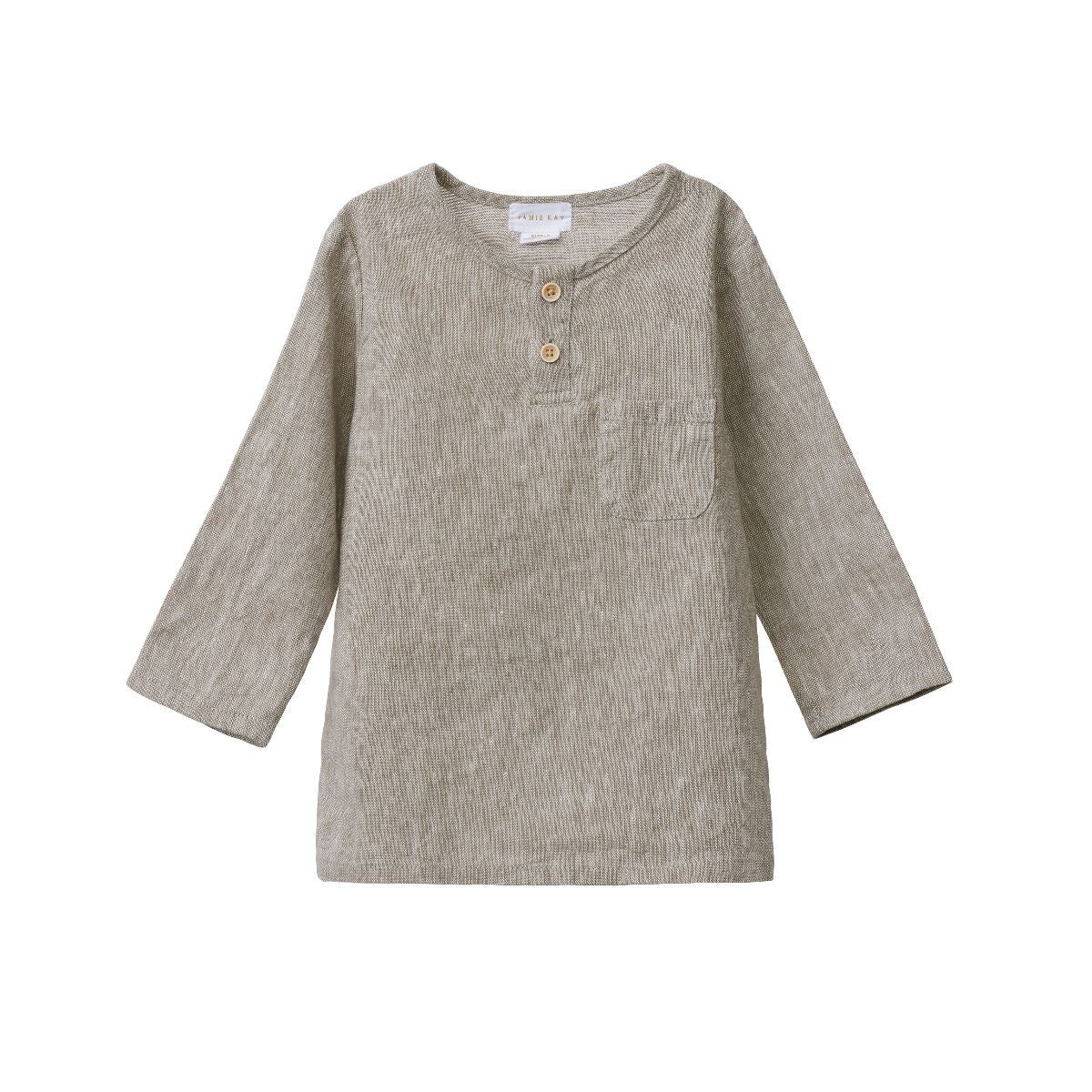 Jacob Linen Cotton Top - Olive