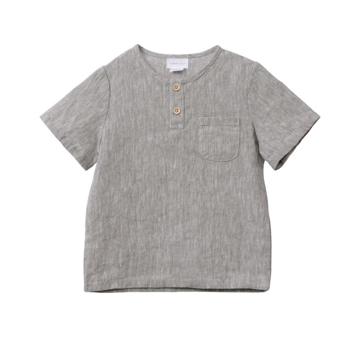 Oscar Linen Cotton Top - Quarry