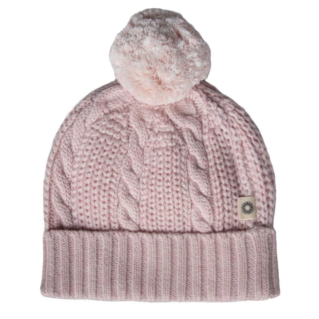 Cable Pom Pom Beanie (Blush Pink)