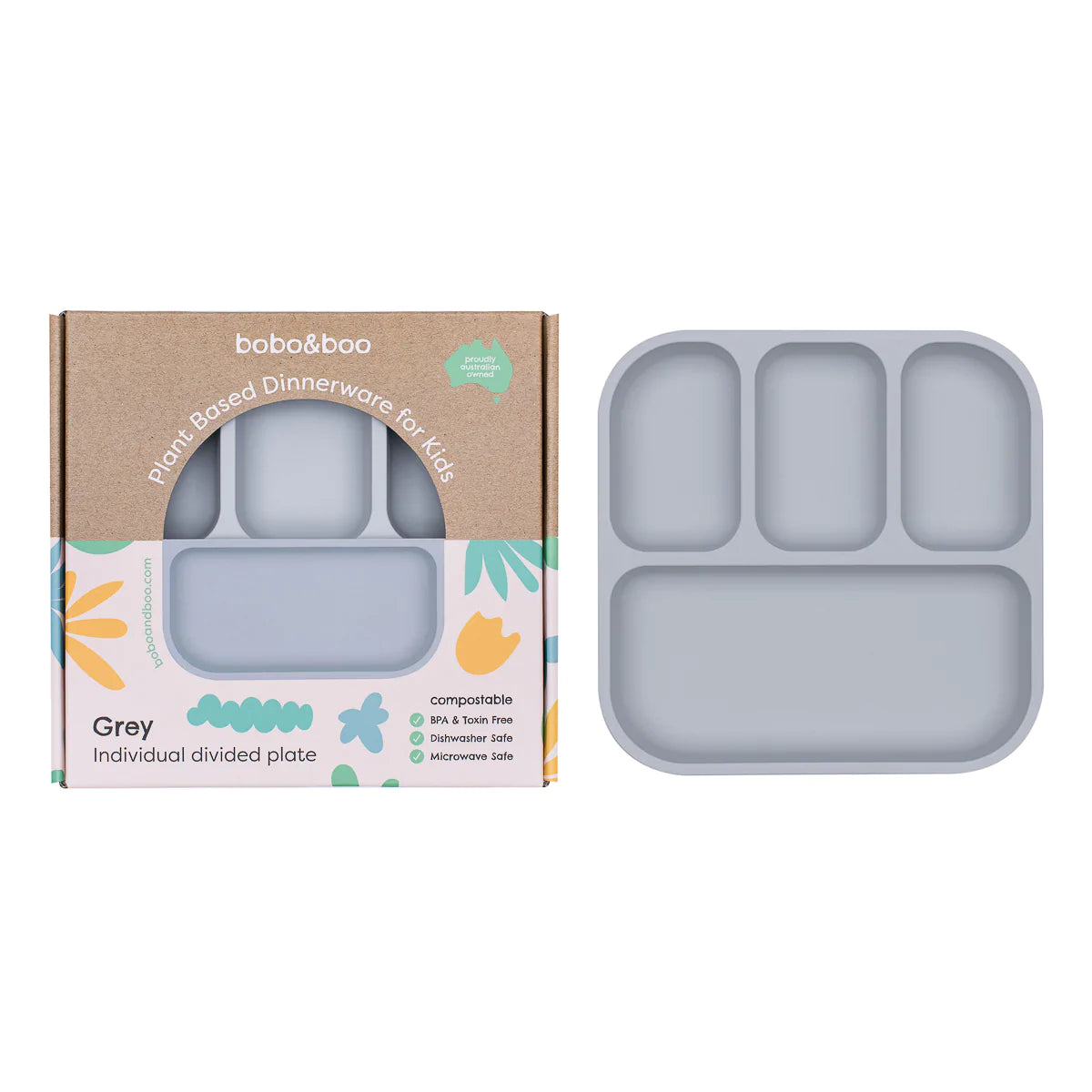 Plant Based Bento Divided Plate (Grey)