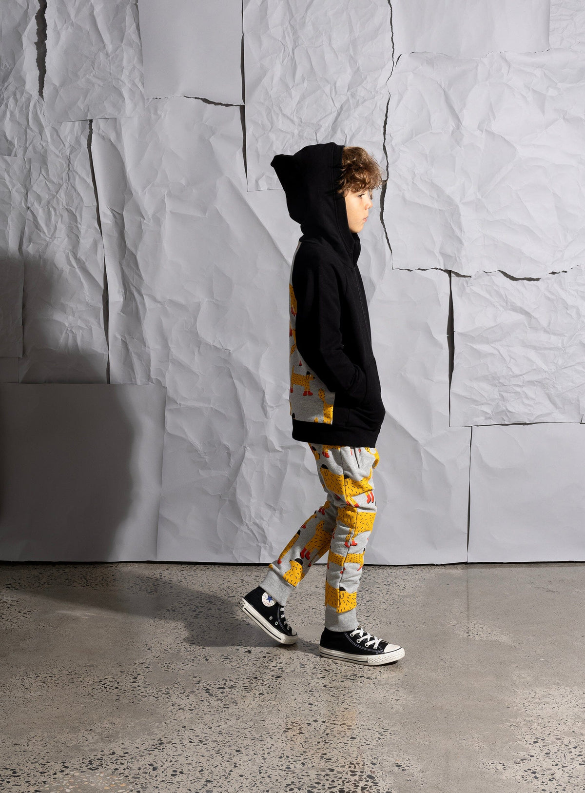 Warm Dogs Furry Zip Up (Black/Grey Marle)