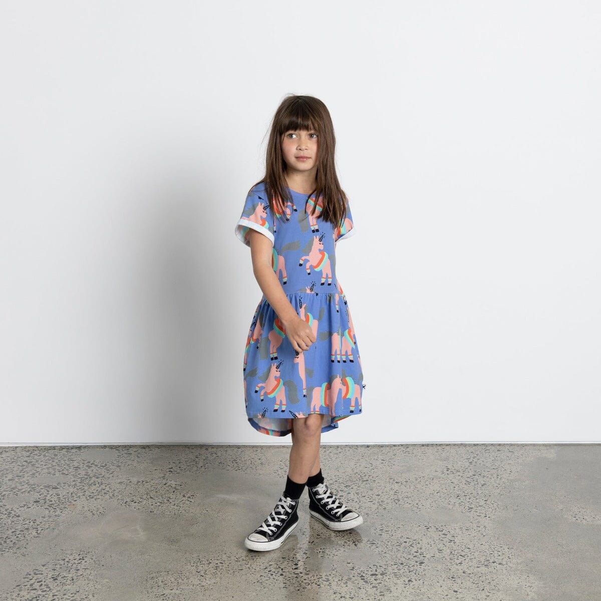 Floating Unicorns Dress (Bright Cornflower)