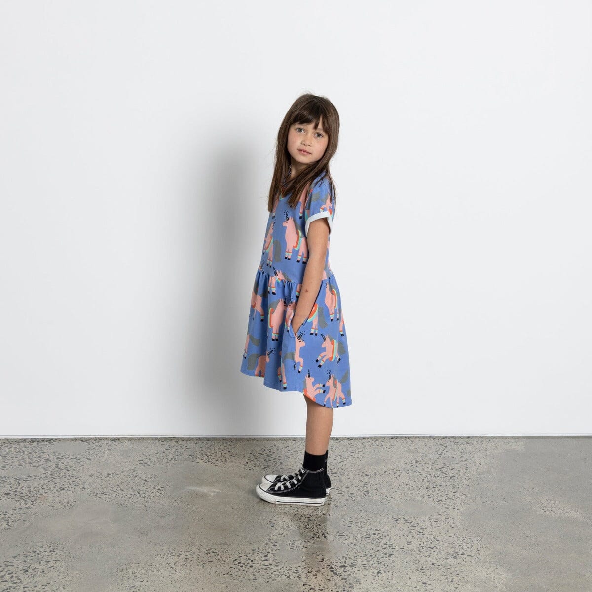 Floating Unicorns Dress (Bright Cornflower)