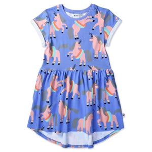 Floating Unicorns Dress (Bright Cornflower)