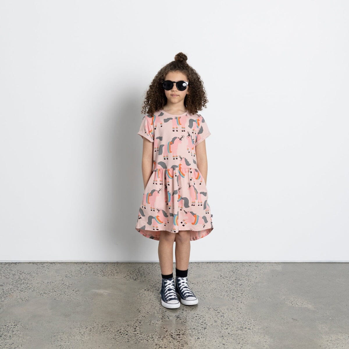 Floating Unicorns Dress (Muted Pink)