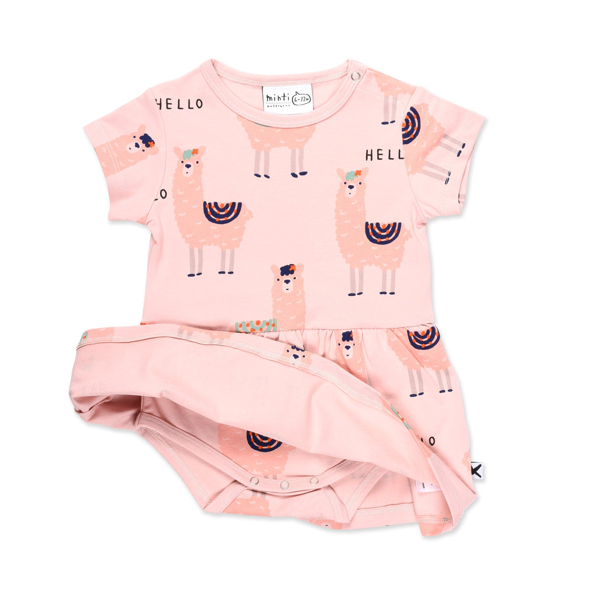 Hello Bye Llamas Onesie Dress