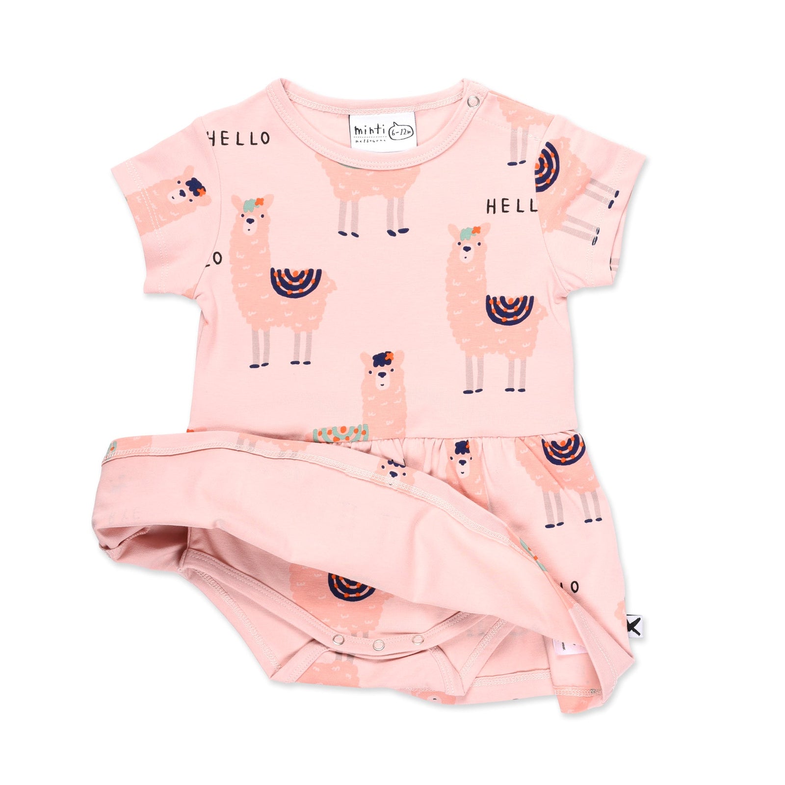 Hello Bye Llamas Onesie Dress