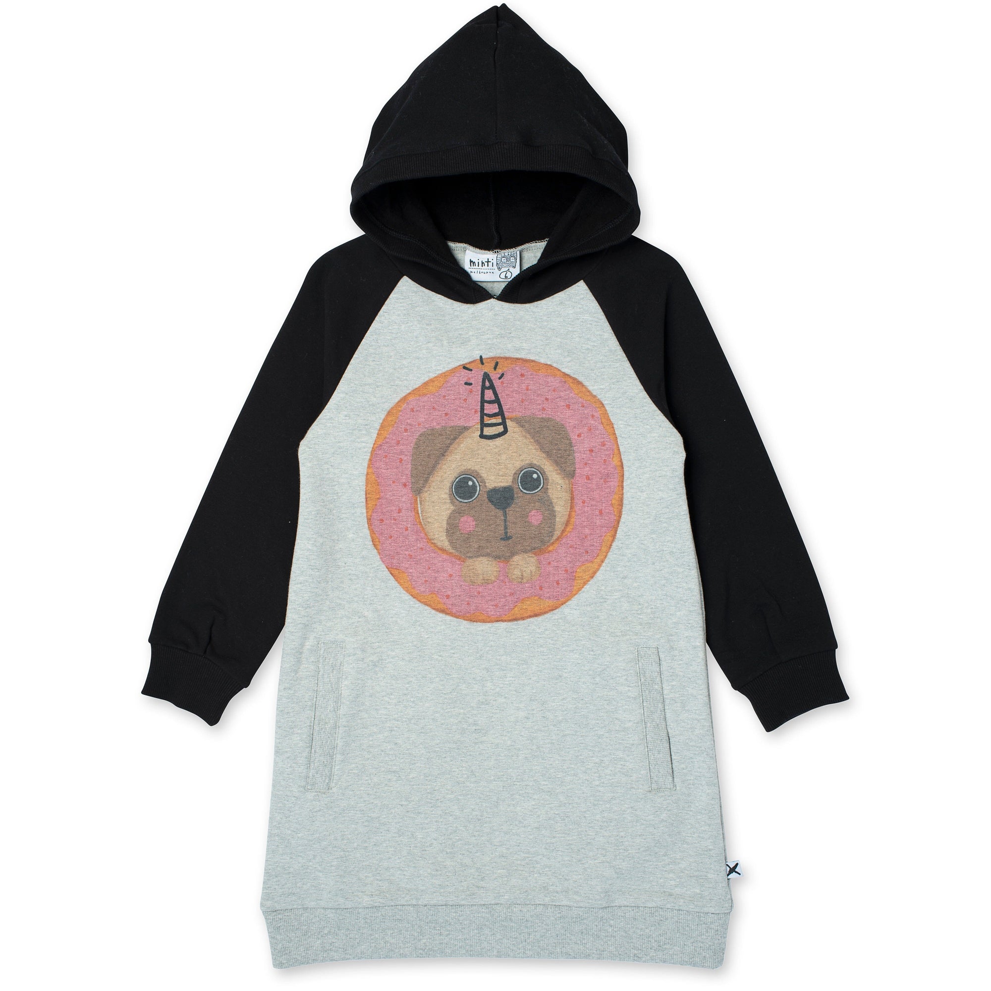 Donut Pug Furry Hoodie Dress