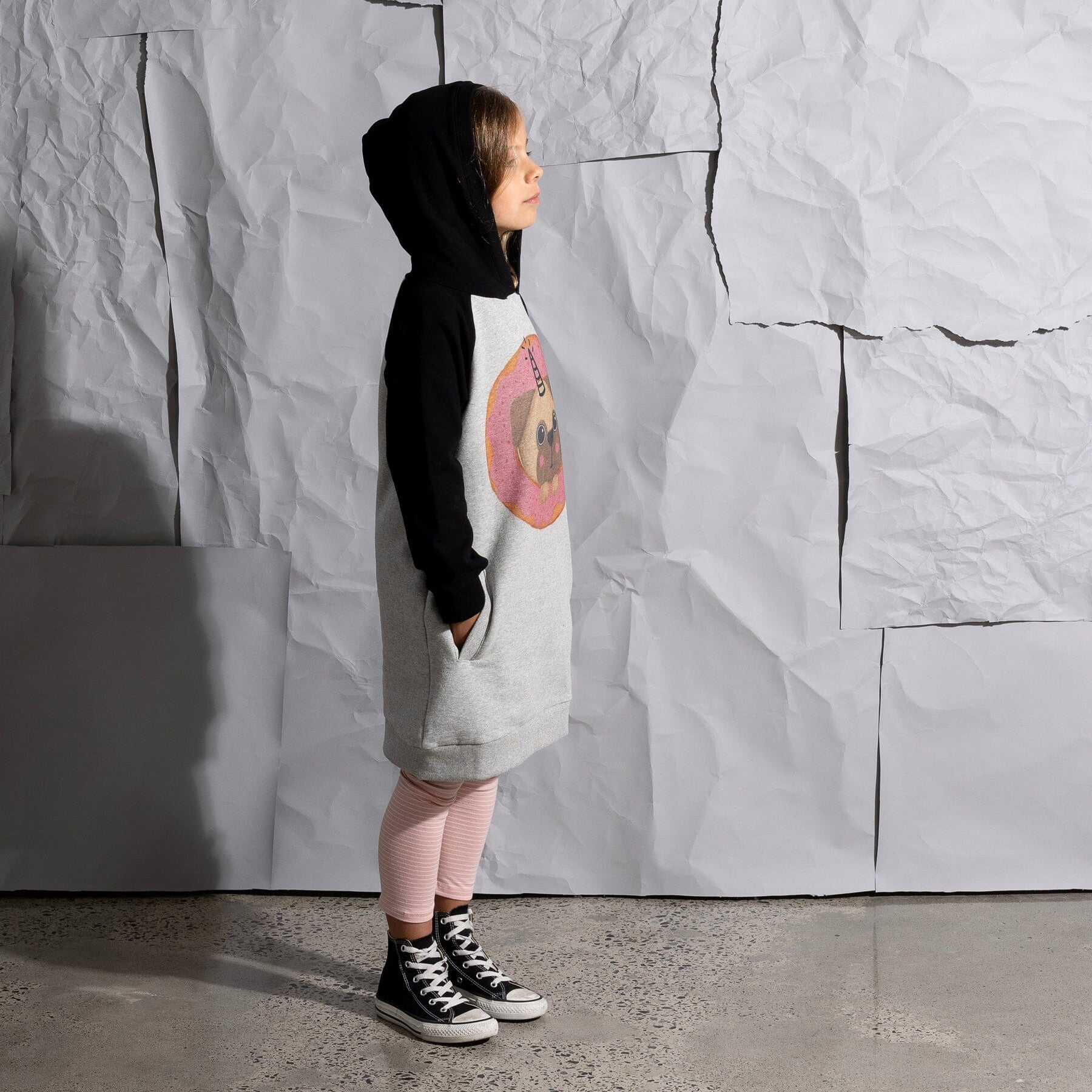 Donut Pug Furry Hoodie Dress