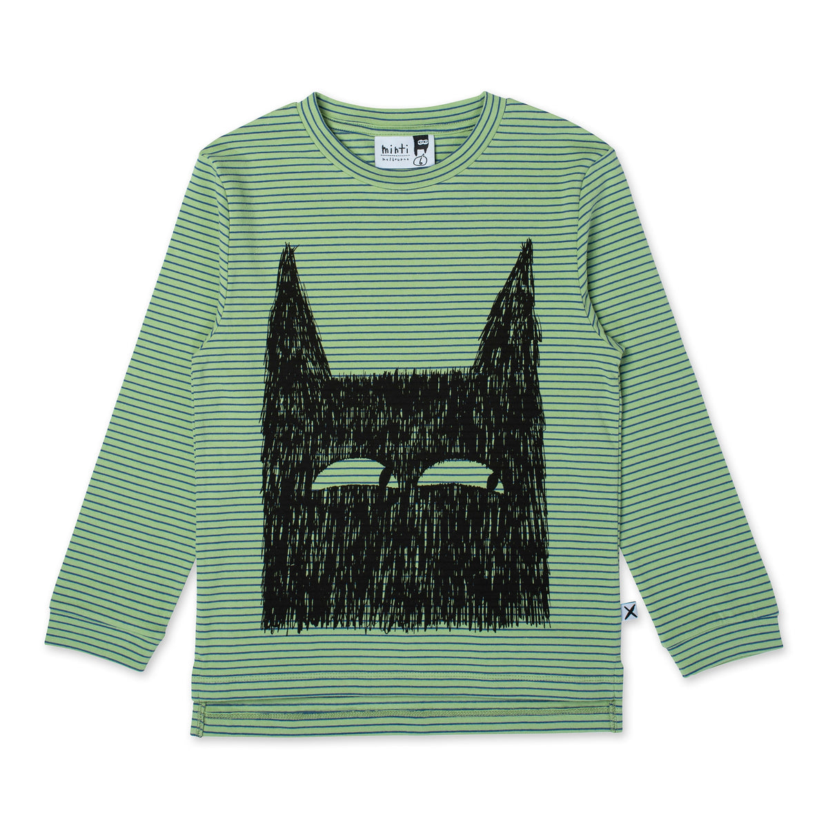 Sketchy Wolf Tee (Lime/Blue Stripe)