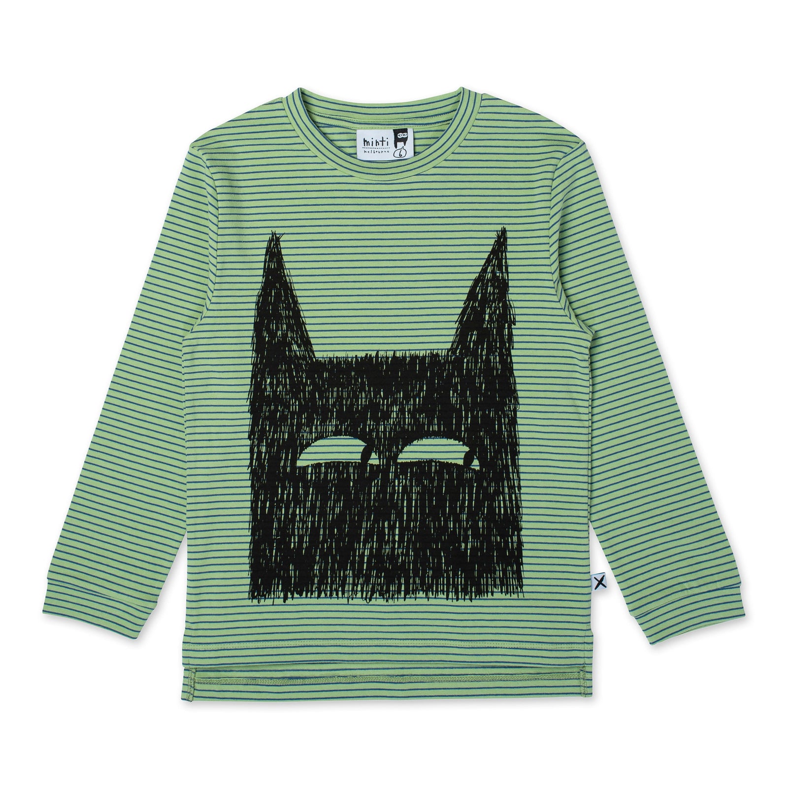 Sketchy Wolf Tee (Lime/Blue Stripe)