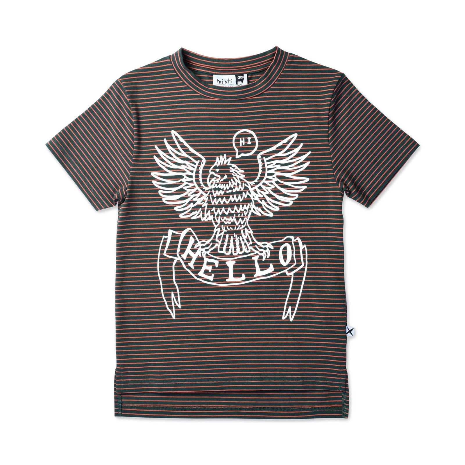 Banner Bird Tee (Forest/Orange Stripe)