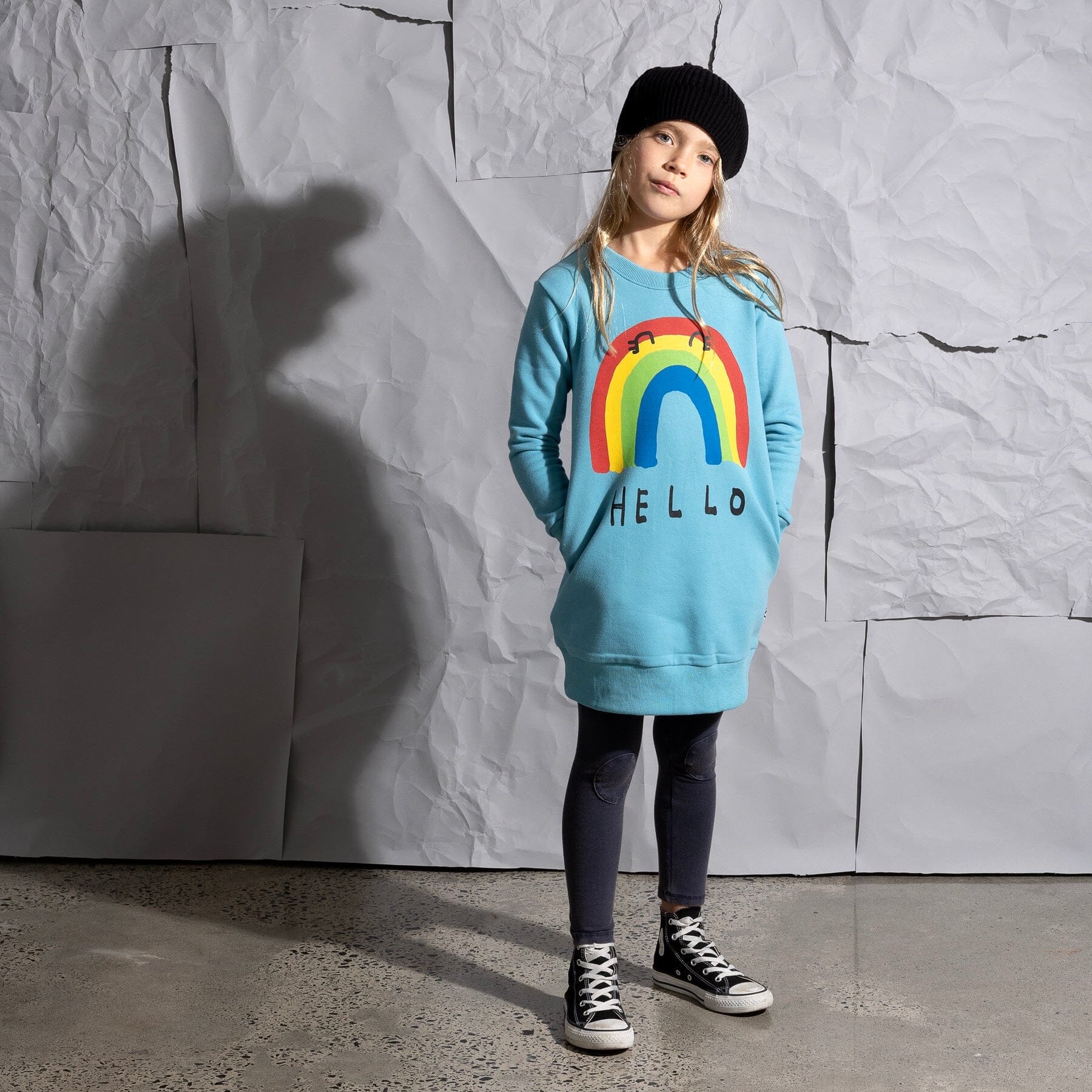 Hello Bye Rainbow Furry Dress