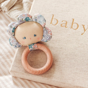 Flower Baby Teether Rattle (Liberty Blue)