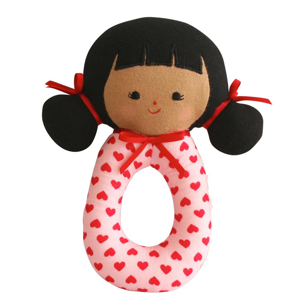Audrey Grab Rattle (Pink Hearts)
