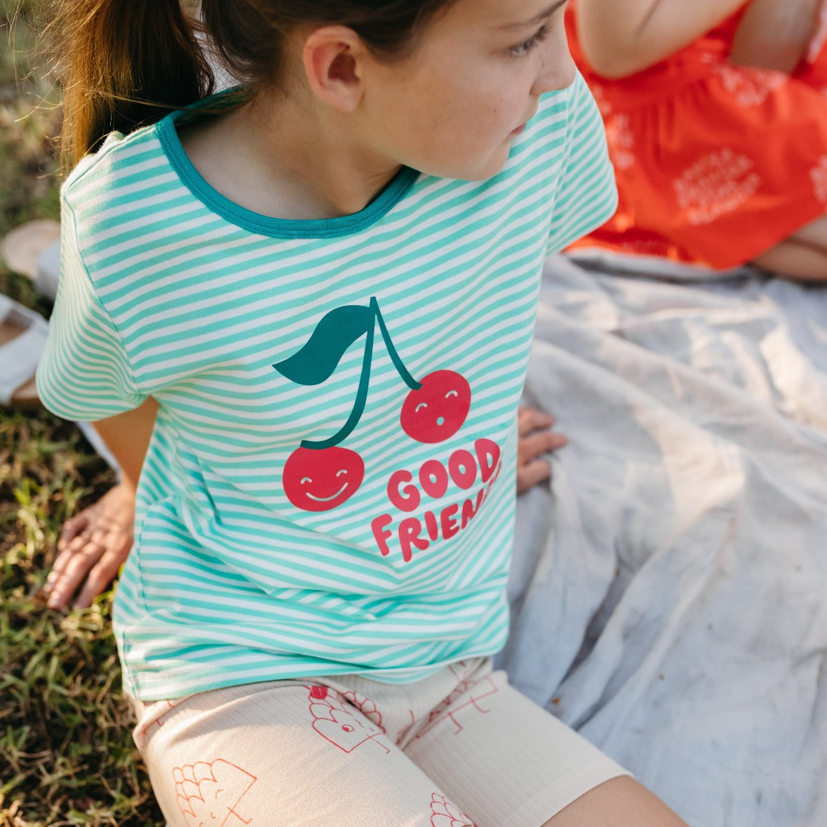 Stripe Cherry Good Friends Tee