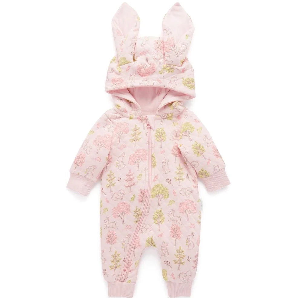 Apricot Bunny Forest Quilted Growsuit