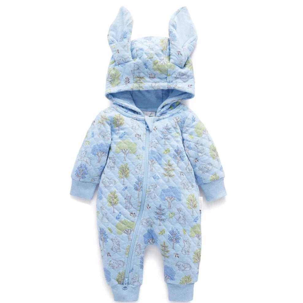 Icicle Bunny Forest Quilted Growsuit