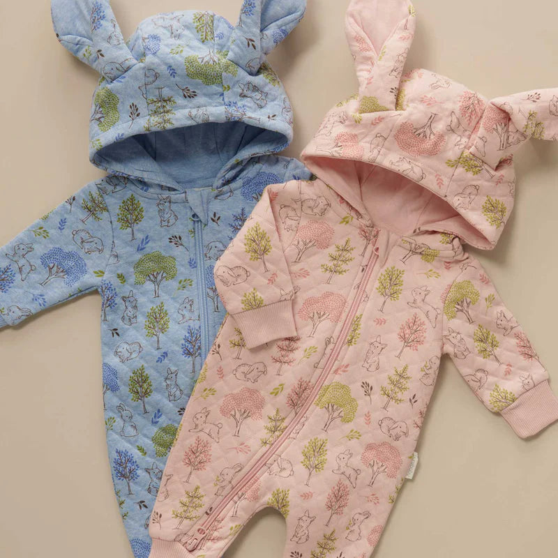 Icicle Bunny Forest Quilted Growsuit