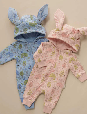 Icicle Bunny Forest Quilted Growsuit