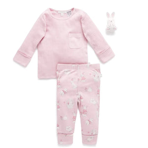 Rib PJ Set & Bunny Toy (Dusk)