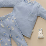Rib PJ Set & Bunny Toy (Icicle)