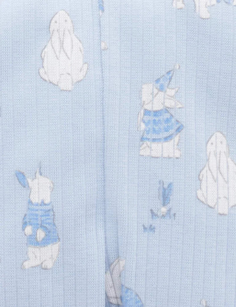 Rib PJ Set & Bunny Toy (Icicle)