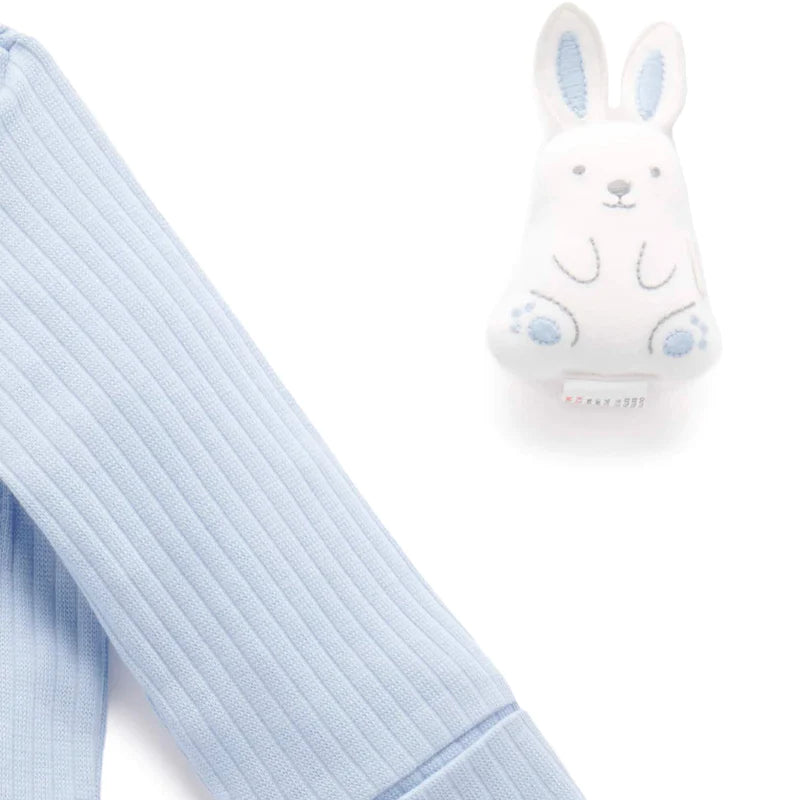 Rib PJ Set & Bunny Toy (Icicle)