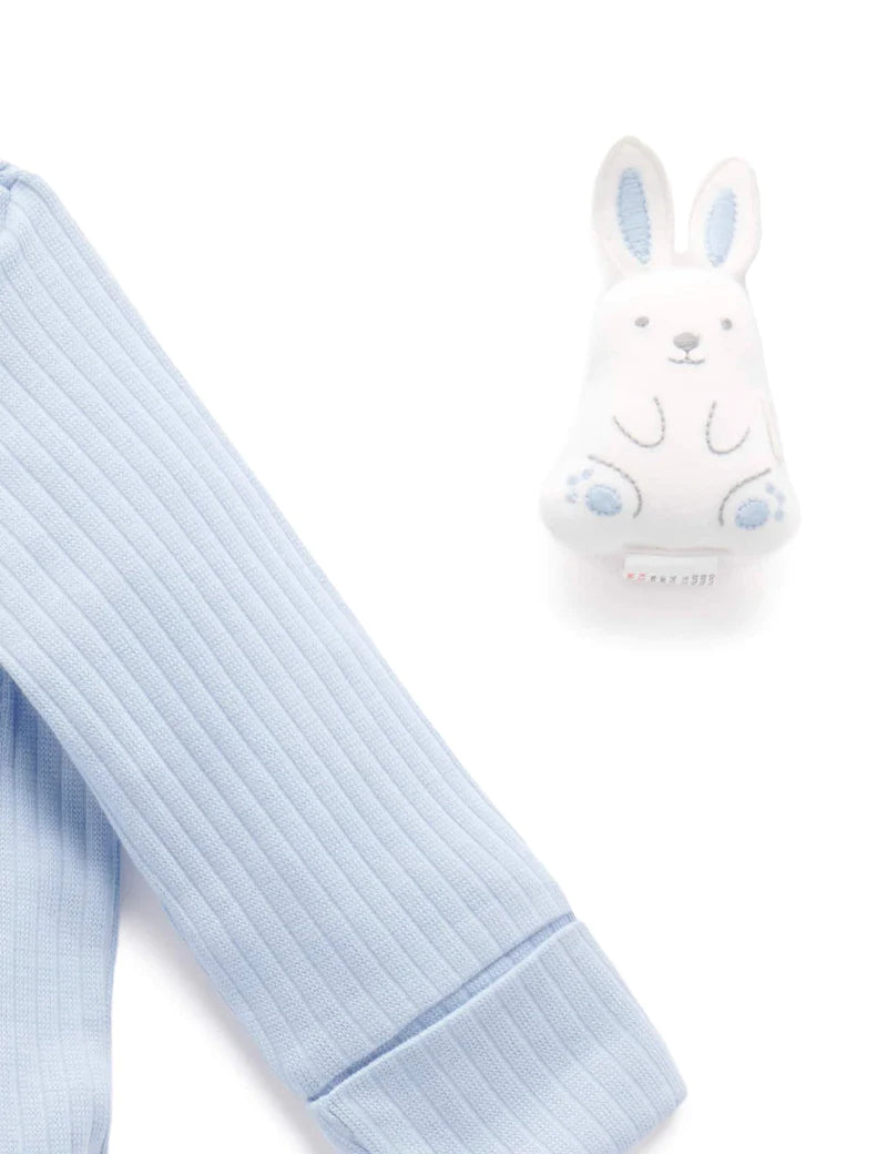 Rib PJ Set & Bunny Toy (Icicle)