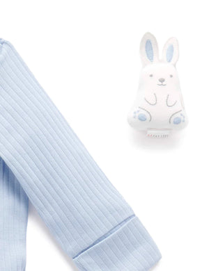 Rib PJ Set & Bunny Toy (Icicle)