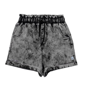 Paperbag Waist Denim Shorts (Vintage Black)
