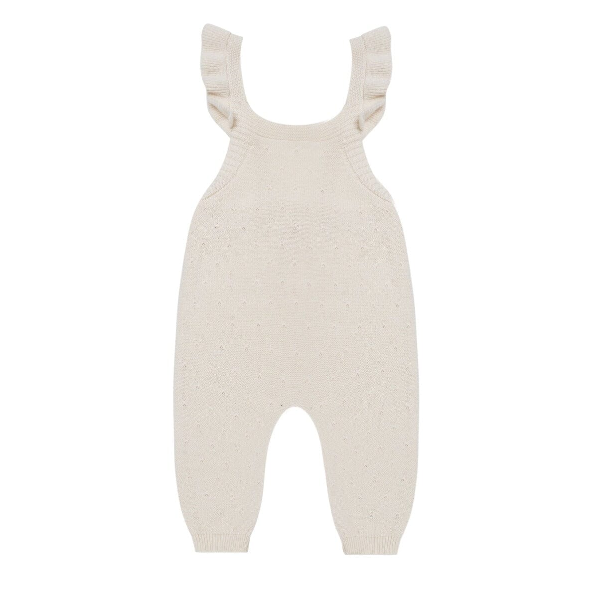 Natural Pointelle Knit Overalls