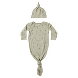 Knotted Baby Gown & Hat Set - Pistachio