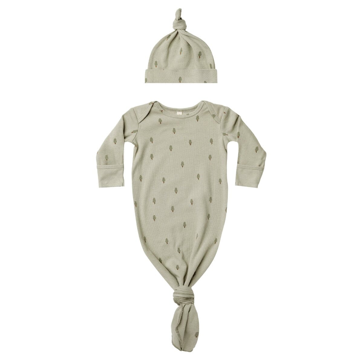 Knotted Baby Gown & Hat Set - Pistachio