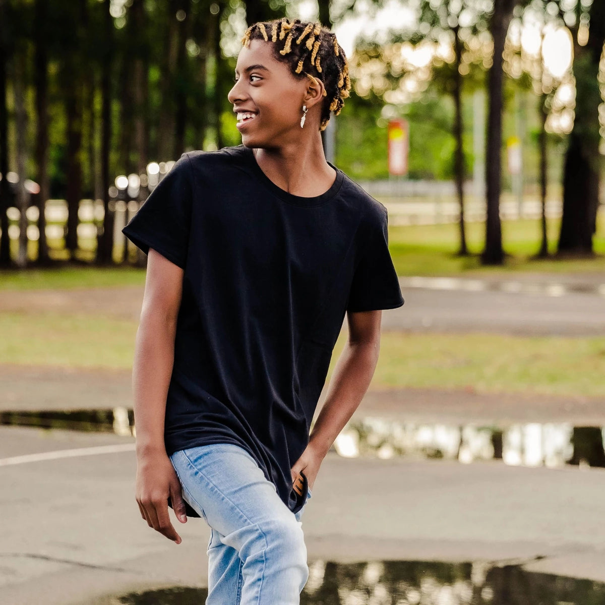 Mens Raw Edge Tee (Black)