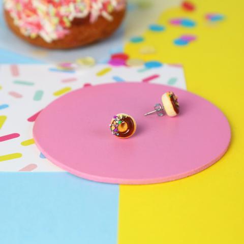 Donut Stud Earrings (Choc)