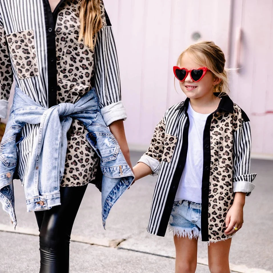 Stripes on Leopard Shacket - Kids