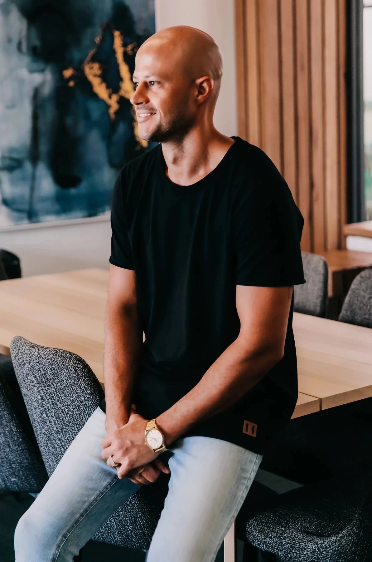 Mens Raw Edge Tee (Black)