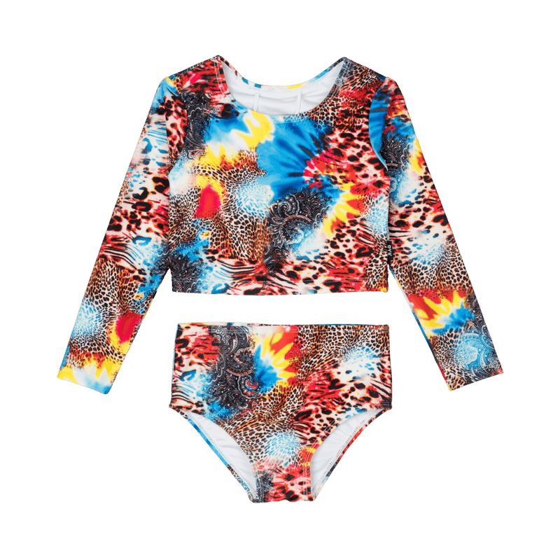 ABSTRACT LEOPARD RASHIE SET WITH LINING