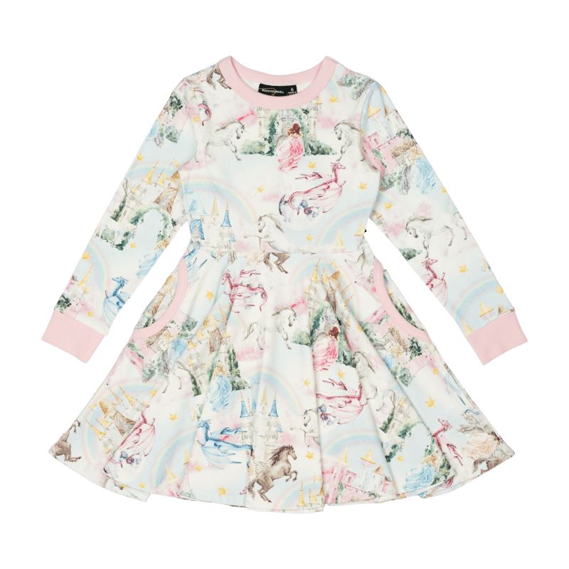 FAIRY TALES LONG SLEEVE WAISTED DRESS