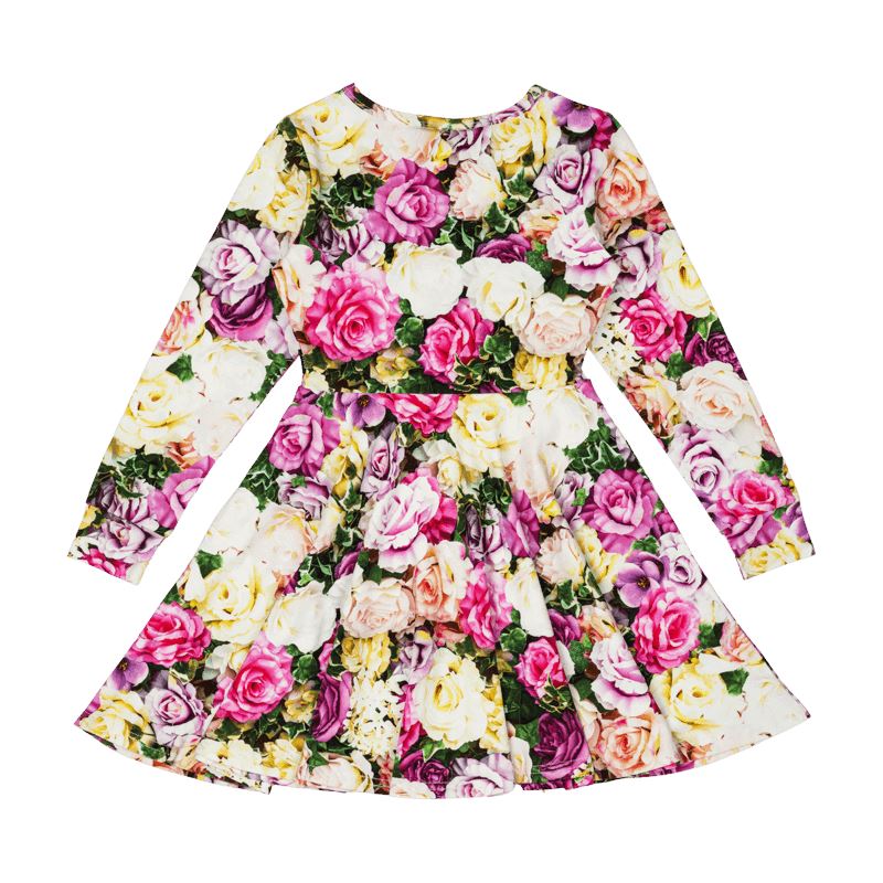 FLOWER WALL WAISTED DRESS