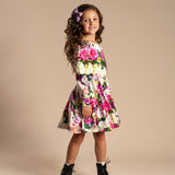 FLOWER WALL WAISTED DRESS