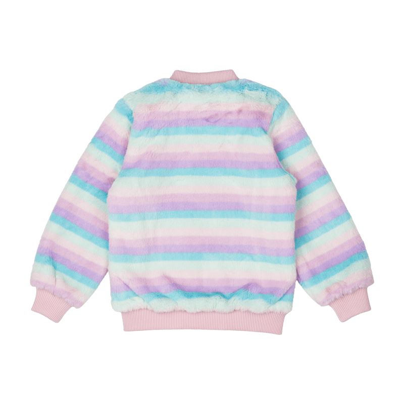 PASTEL STRIPE FAUX FUR JACKET