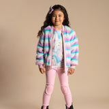 PASTEL STRIPE FAUX FUR JACKET