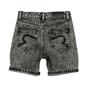 CHARCOAL RIPPED DENIM SHORTS