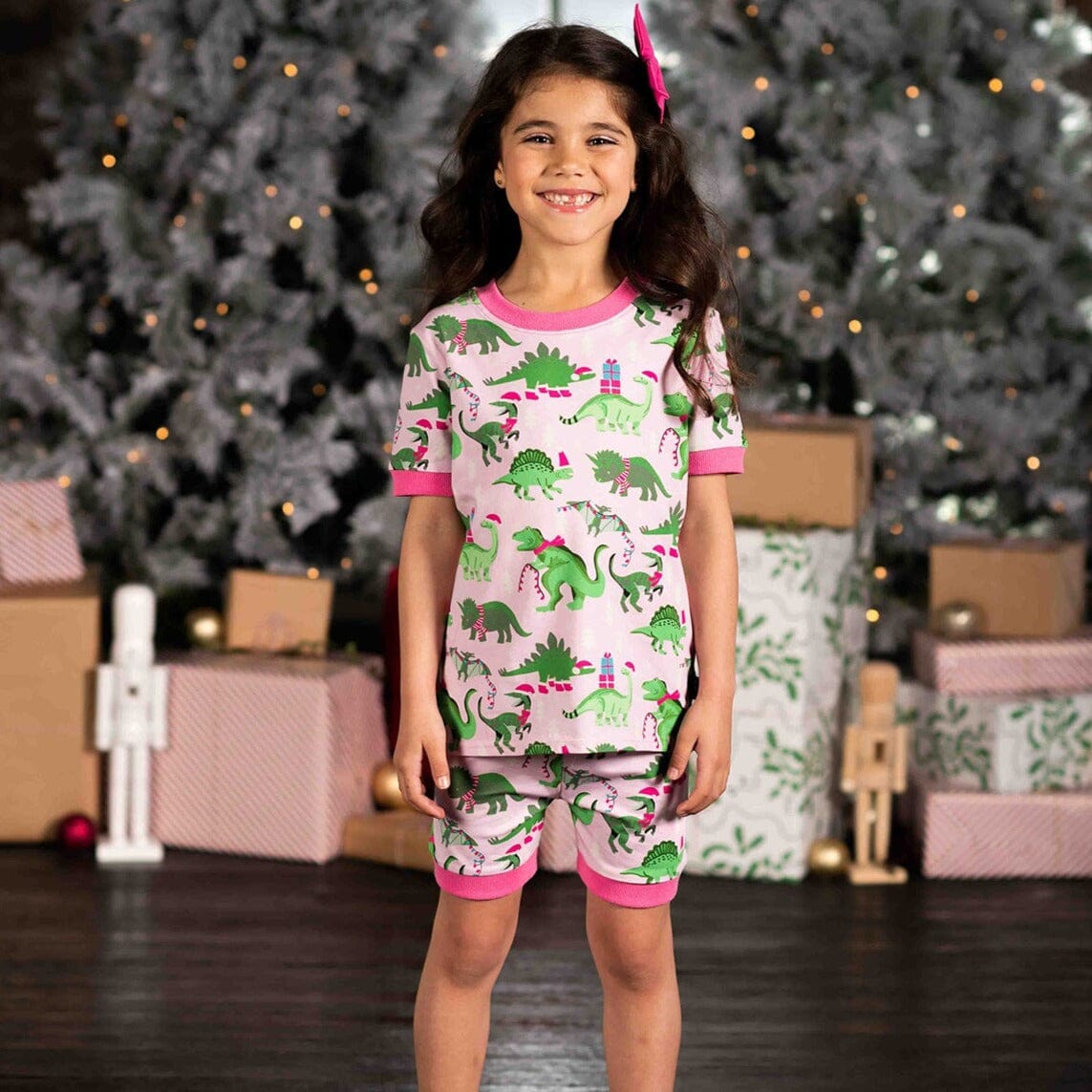Pink Dino SS PJ Set